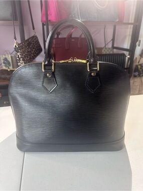 Louis Vuitton Black Epi Leather Alma PM Satchel with Gold Hardware